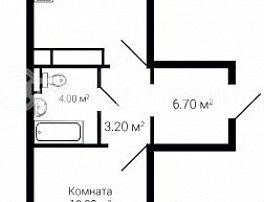 1-комнатная квартира, 49.5 м2