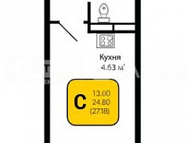 1-комнатная квартира, 27.18 м2