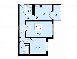 2-комнатная квартира, 60.2 м2