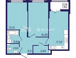 2-комнатная квартира, 86.69 м2