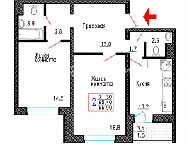 2-комнатная квартира, 66.9 м2