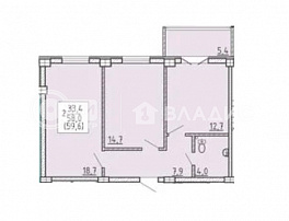 2-комнатная квартира, 59.6 м2