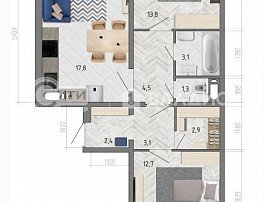 2-комнатная квартира, 65.9 м2