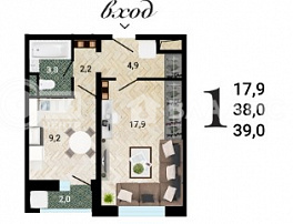 1-комнатная квартира, 39 м2