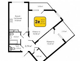 2-комнатная квартира, 64.29 м2