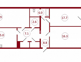 3-комнатная квартира, 115.4 м2