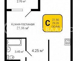 1-комнатная квартира, 30.64 м2