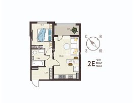 1-комнатная квартира, 40.61 м2