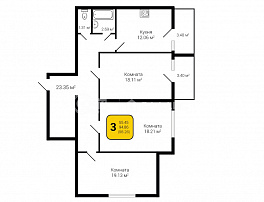 3-комнатная квартира, 98.26 м2