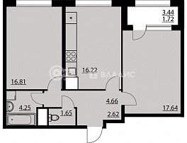 2-комнатная квартира, 64.29 м2
