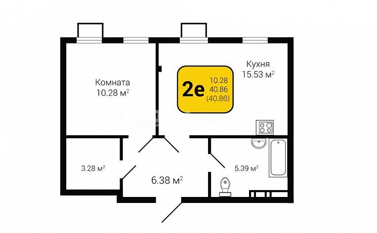 1-комнатная квартира, 40.86 м2, эт. 11, id: 747045, фото 10