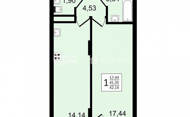 1-комнатная квартира, 42.14 м2, эт. 24, id: 758700, фото 12