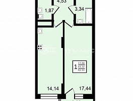 1-комнатная квартира, 42.22 м2