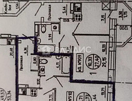 1-Комнатная квартира 33.50м²