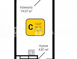 1-комнатная квартира, 29.55 м2