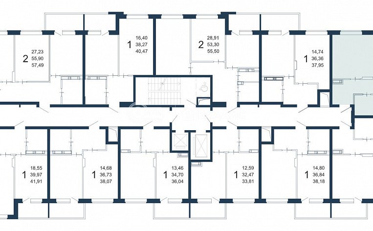 2-комнатная квартира, 57.24 м2, эт. 1, id: 737566, фото 11