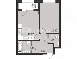 1-комнатная квартира, 51.81 м2