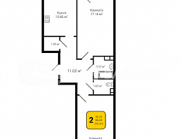 2-комнатная квартира, 68.43 м2