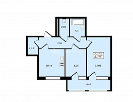 2-комнатная квартира, 50.61 м2