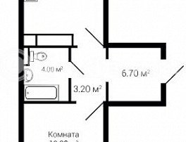 1-комнатная квартира, 49.5 м2