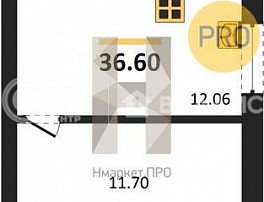 1-комнатная квартира, 36.83 м2