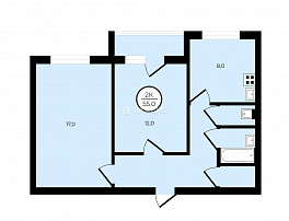 2-Комнатная квартира 55.00м²