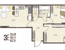 2-комнатная квартира, 60.31 м2