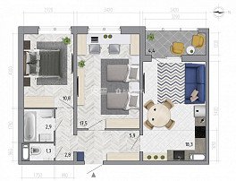 2-комнатная квартира, 61.7 м2