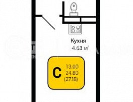 1-комнатная квартира, 27.18 м2
