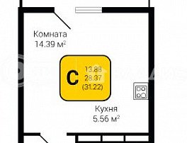 1-комнатная квартира, 31.22 м2