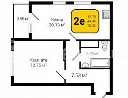 2-комнатная квартира, 46.18 м2