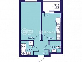 1-комнатная квартира, 40.75 м2