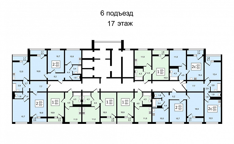 2-Комнатная квартира 58.00м², эт. 7, фото 28