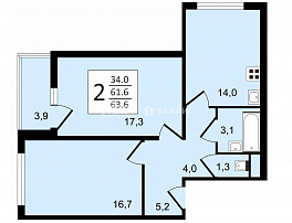 2-комнатная квартира, 63.6 м2