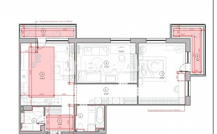 3-Комнатная квартира 96.40м², эт. 14, фото 27