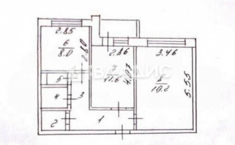 2-Комнатная квартира 54.20м², эт. 1, фото 24