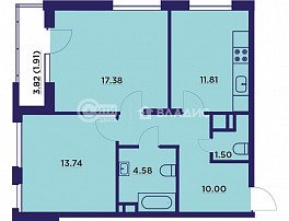 2-комнатная квартира, 63.19 м2