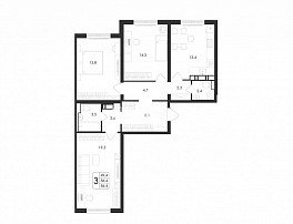3-комнатная квартира, 86.4 м2