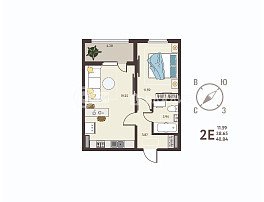 1-комнатная квартира, 40.84 м2