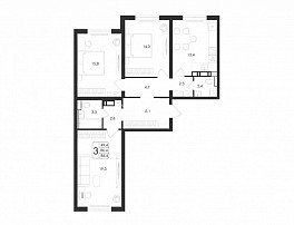 3-комнатная квартира, 86.4 м2
