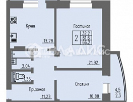 2-комнатная квартира, 66.2 м2