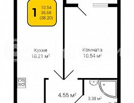 1-комнатная квартира, 38.2 м2