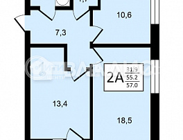 2-комнатная квартира, 57 м2