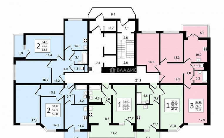 3-комнатная квартира, 77.3 м2, эт. 14, id: 1026859, фото 19