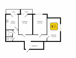 3-комнатная квартира, 100.4 м2