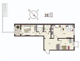 2-комнатная квартира, 61.84 м2