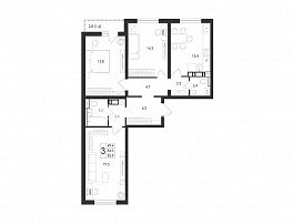 3-комнатная квартира, 85.9 м2