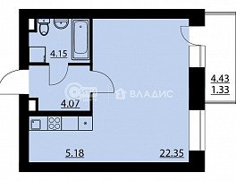 1-комнатная квартира, 36.84 м2