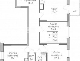 3-комнатная квартира, 738 м2