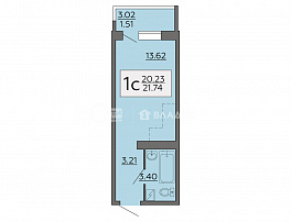 1-комнатная квартира, 21.74 м2